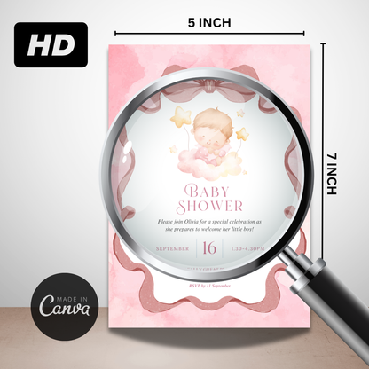 Editable Baby Shower Digital Canva Invitation Template