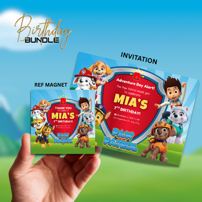 Pup Squad Birthday Invitation and Magnet Bundle