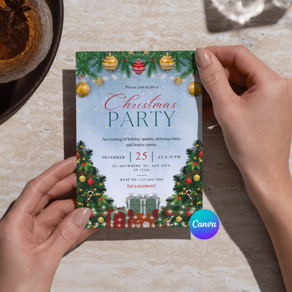 Editable Winter Christmas Invitation Template