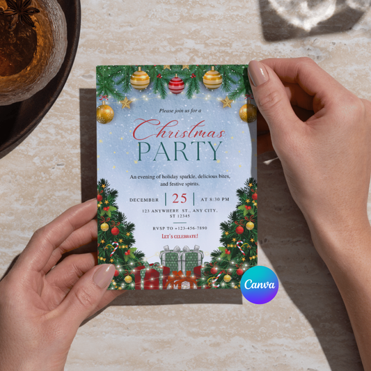 Editable Winter Christmas Invitation Template