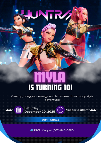 Kpop Huntrix Birthday Invitation Template
