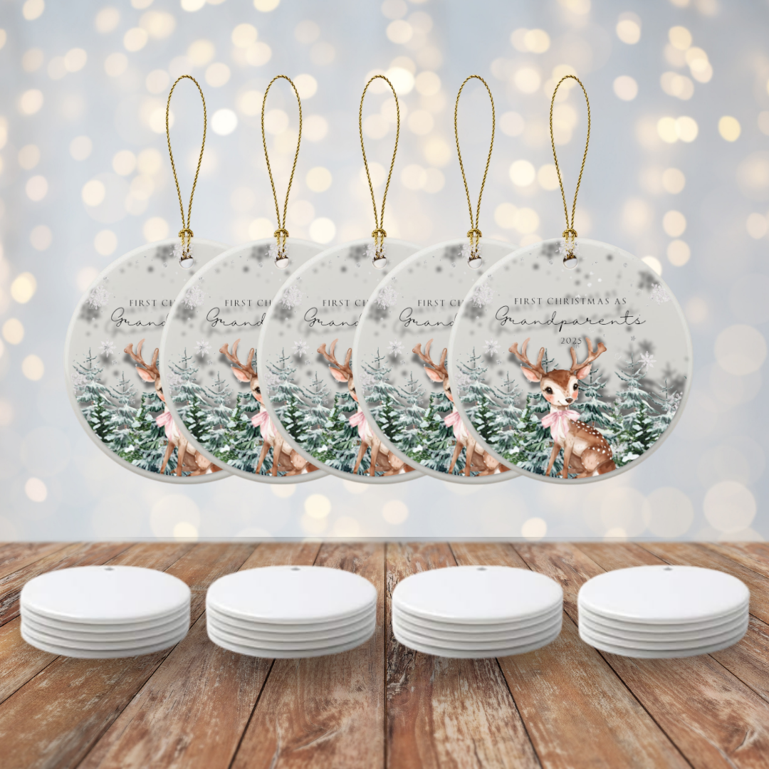Personalized “First Christmas as Grandparents” Ceramic Ornament