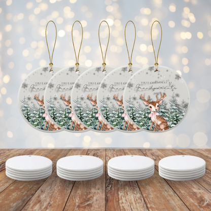 Personalized “First Christmas as Grandparents” Ceramic Ornament