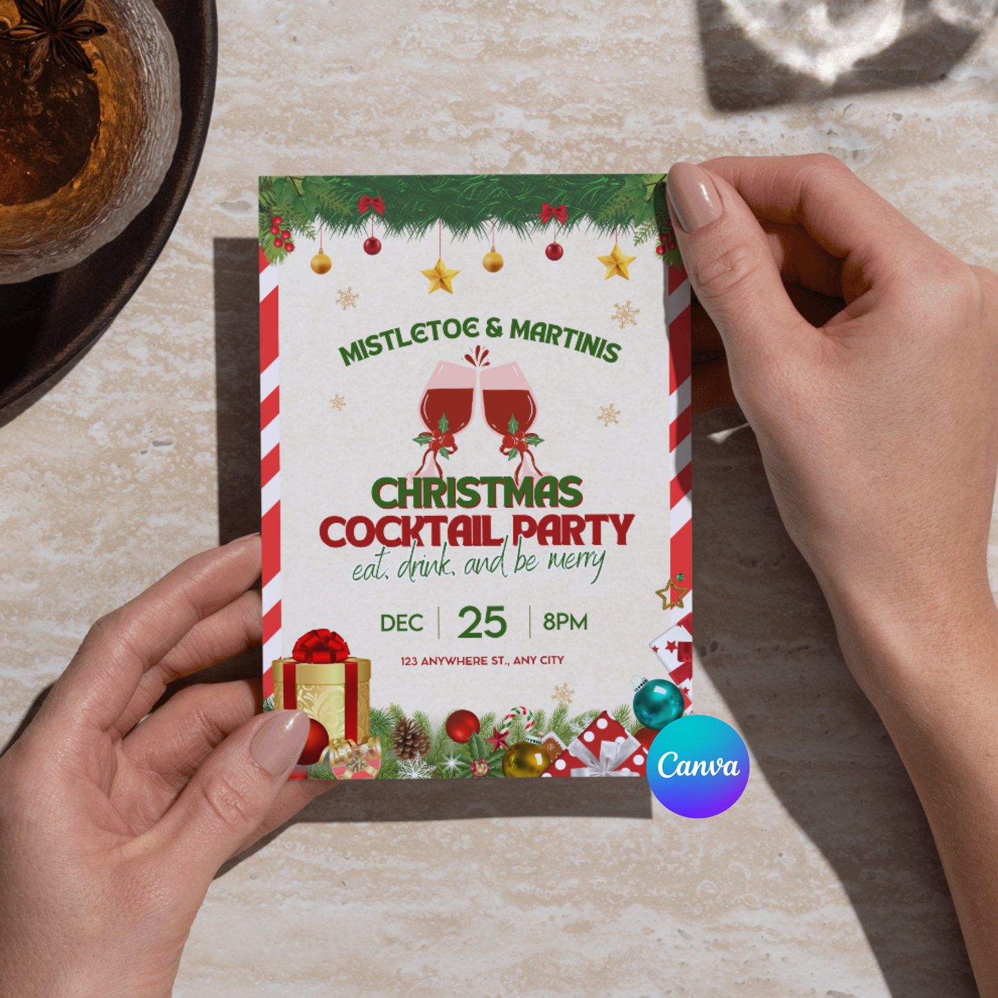 Editable Christmas Cocktail Party Invitation Template
