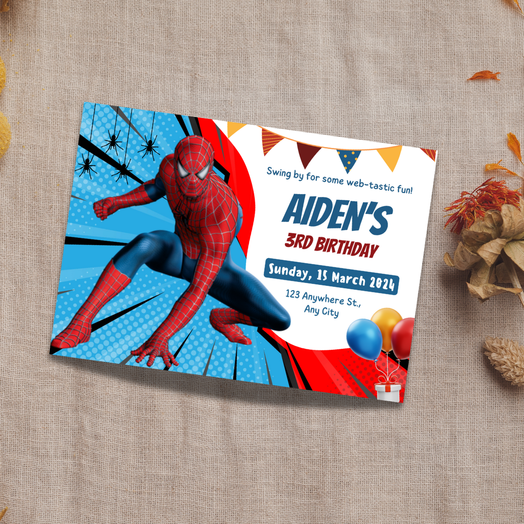 Editable Superhero Invitation | Spiderman-Inspired Party Template | Boys Birthday Download