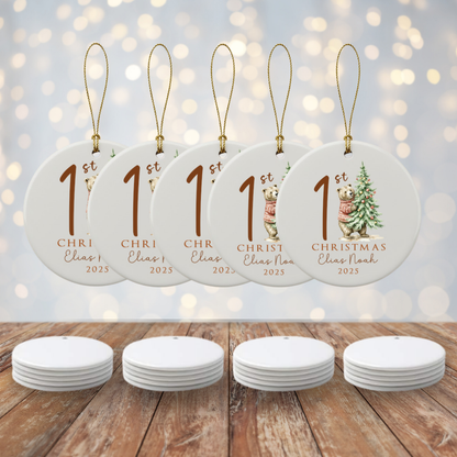 Personalized Baby Christmas Ceramic Ornament