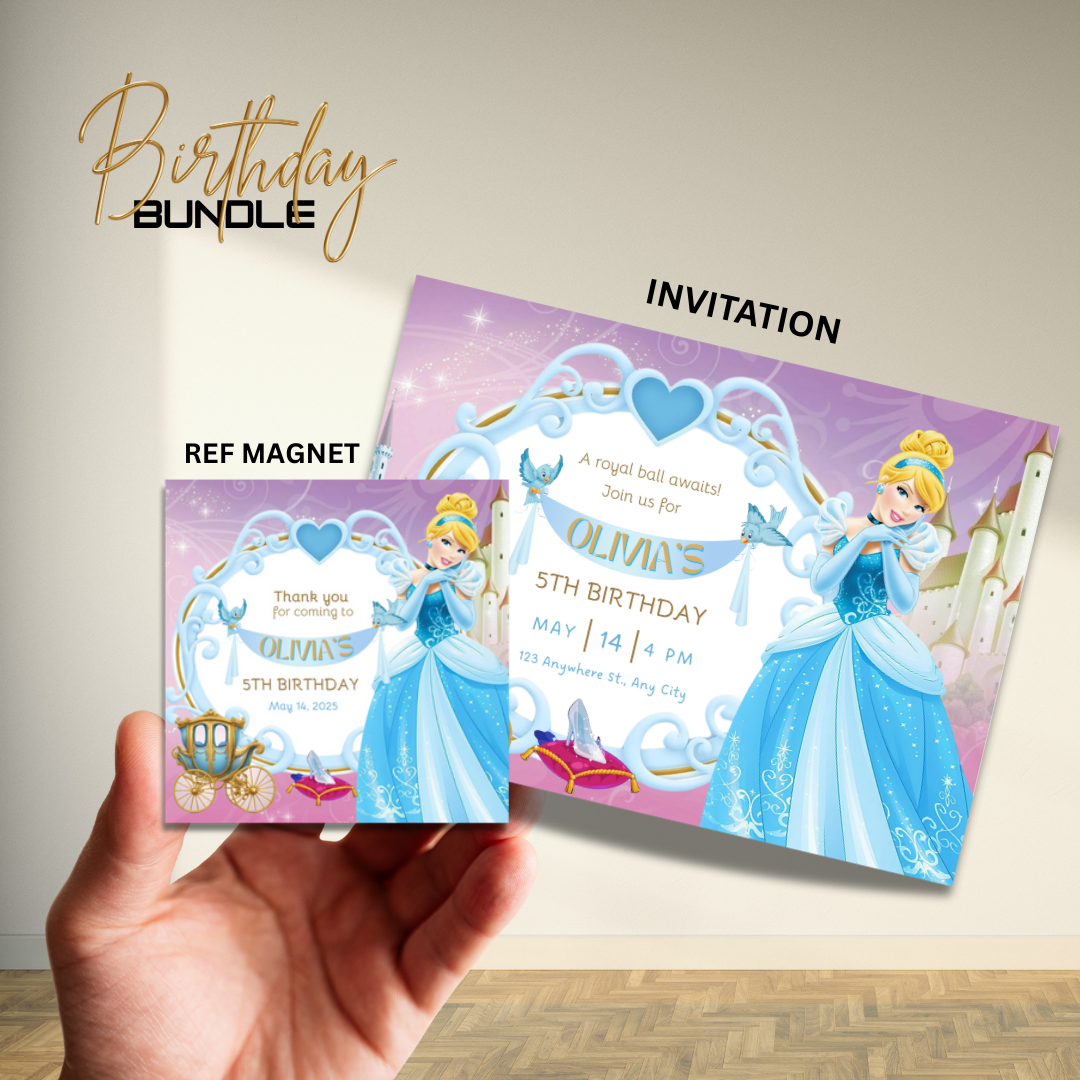 Royal Princess Birthday Invitation and Magnet Bundle