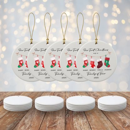 Personalized Family of 4 Christmas Ceramic Ornament