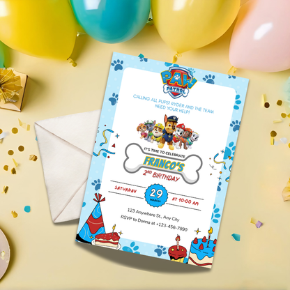 Puppy Rescue Birthday Invitation Template – Editable Design for Kids Party