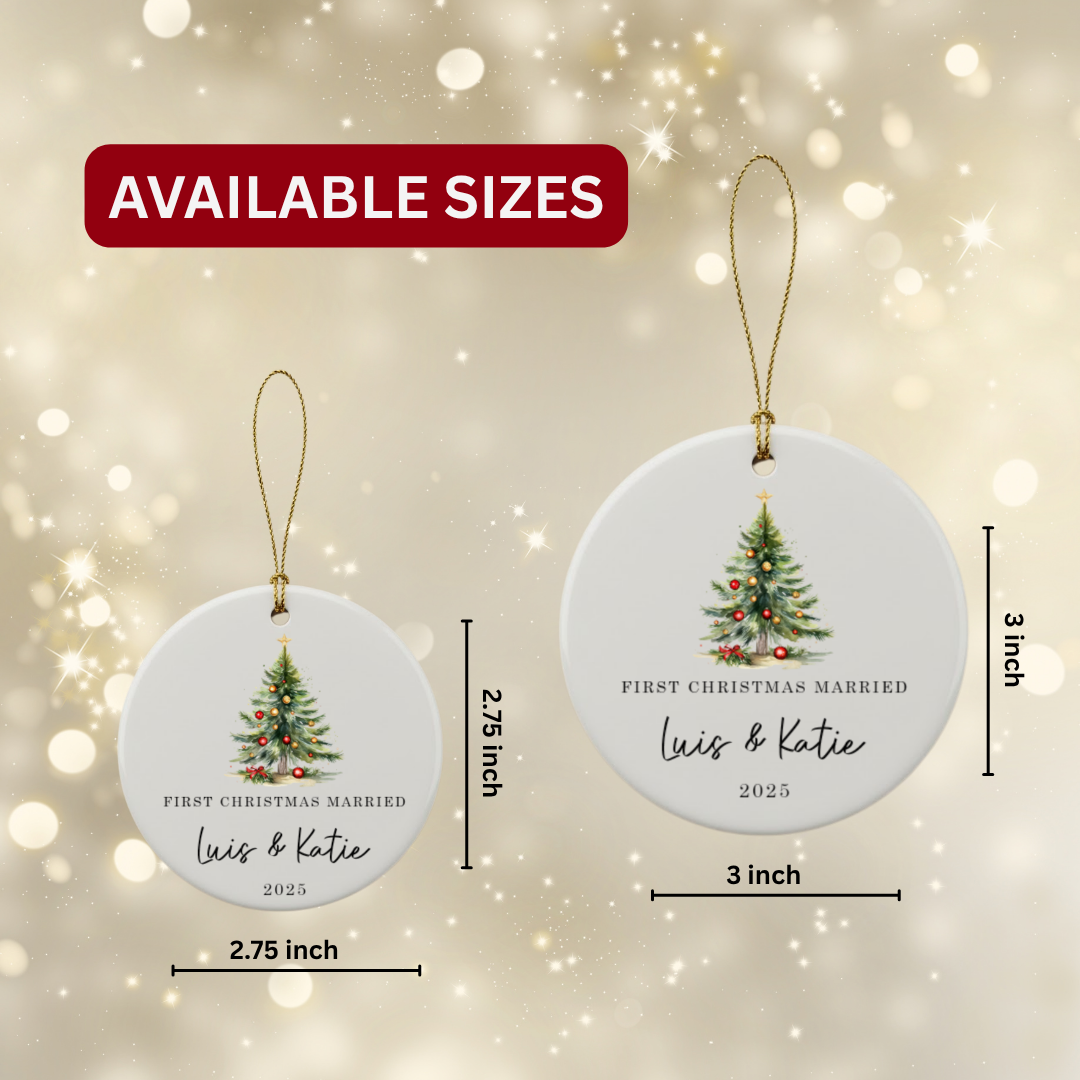 Personalized Wedding Christmas Ceramic Ornament