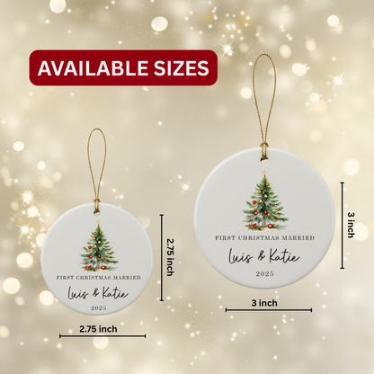 Personalized Wedding Christmas Ceramic Ornament