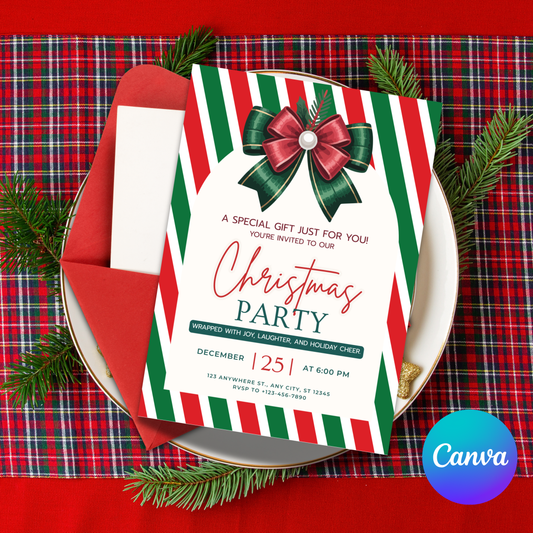 Printable Gift Wrap Design Christmas Party Invitation Template