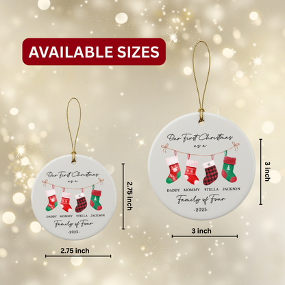 Personalized Family of 4 Christmas Ceramic Ornament