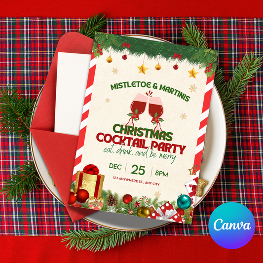 Editable Christmas Cocktail Party Invitation Template