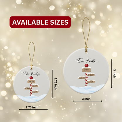 Personalized North Pole Family Ceramic Ornament