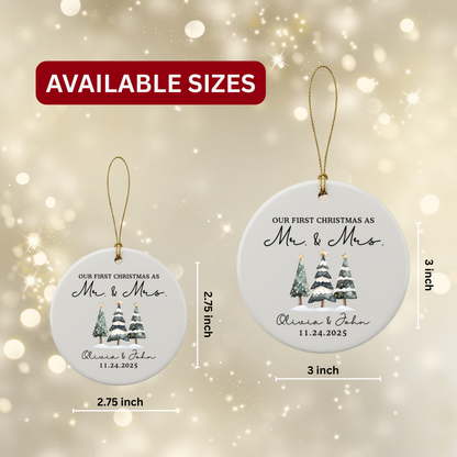 Personalized “Our First Christmas as Mr. and Mrs.” Ceramic Ornament