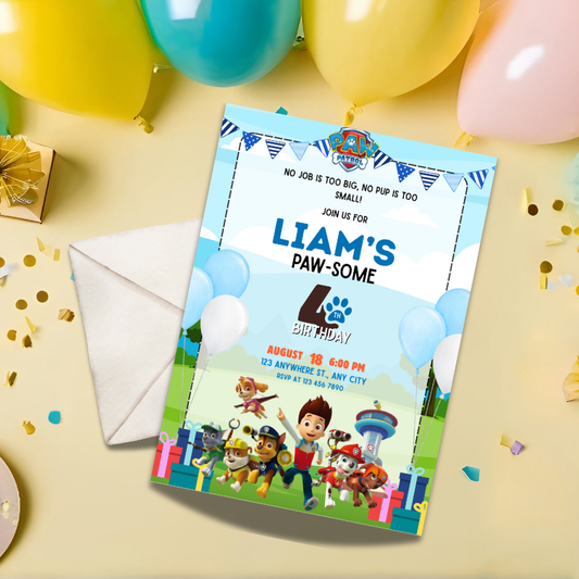 Rescue Pup Party Invitation – Printable & Editable Birthday Invite Template