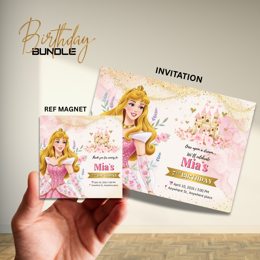 Royal Princess Birthday Invitation and Magnet Bundle