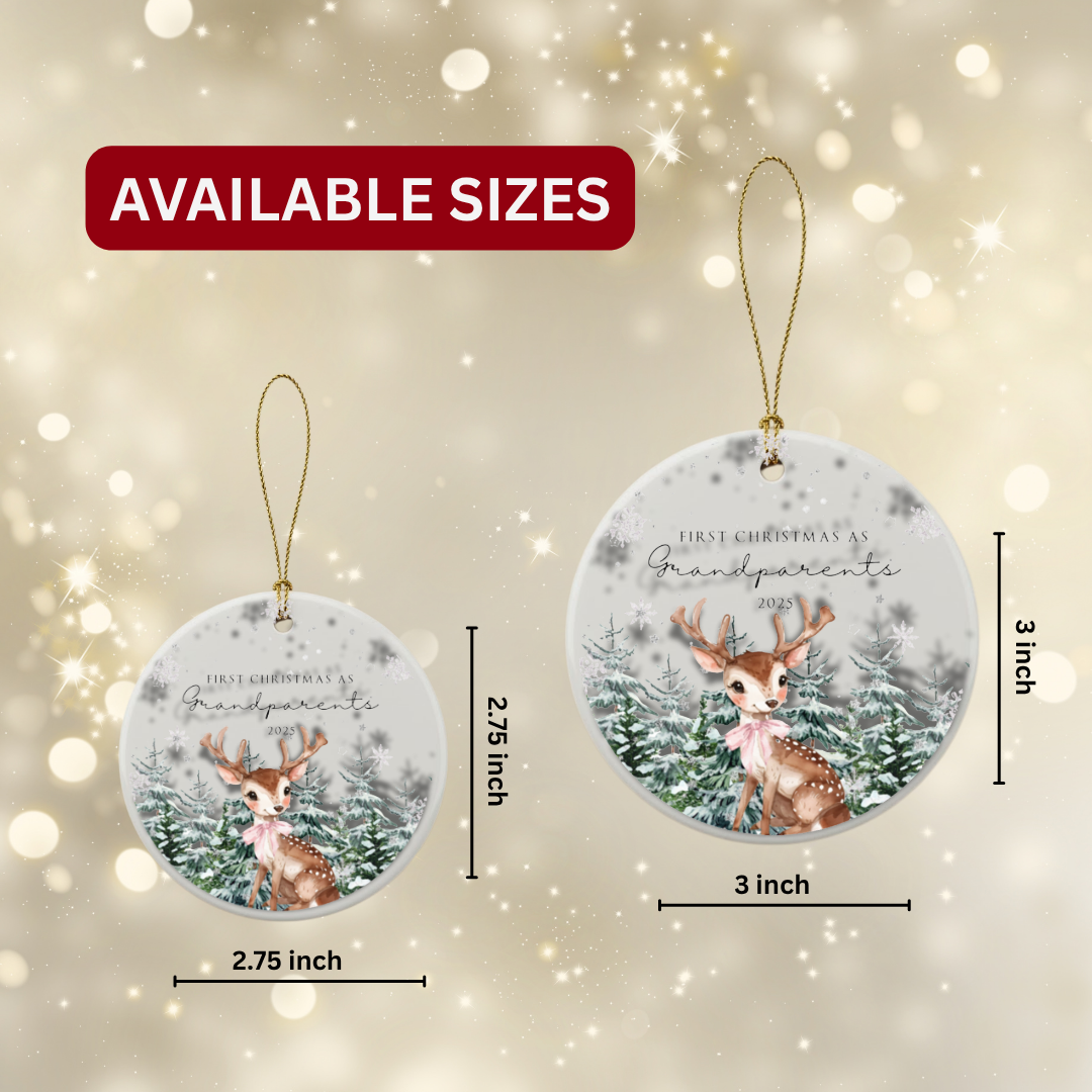 Personalized “First Christmas as Grandparents” Ceramic Ornament