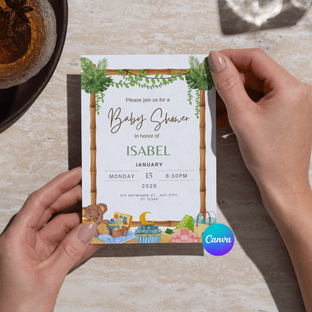 Instant Download Baby Shower Canva Invitation Template