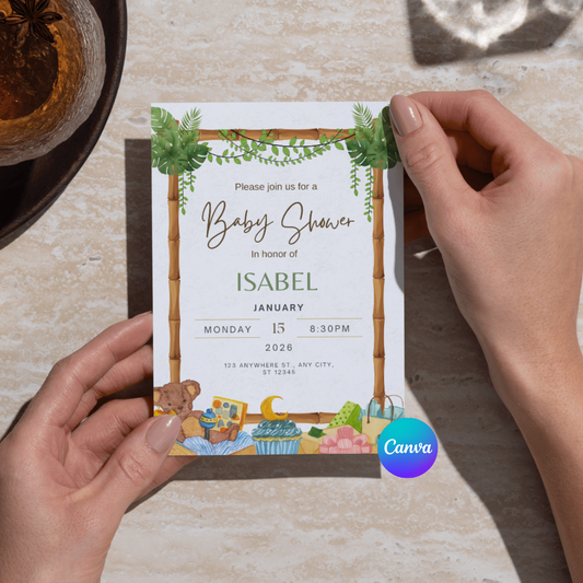Instant Download Baby Shower Canva Invitation Template