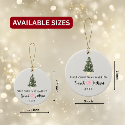 Personalized “First Christmas Married” Ceramic Ornament