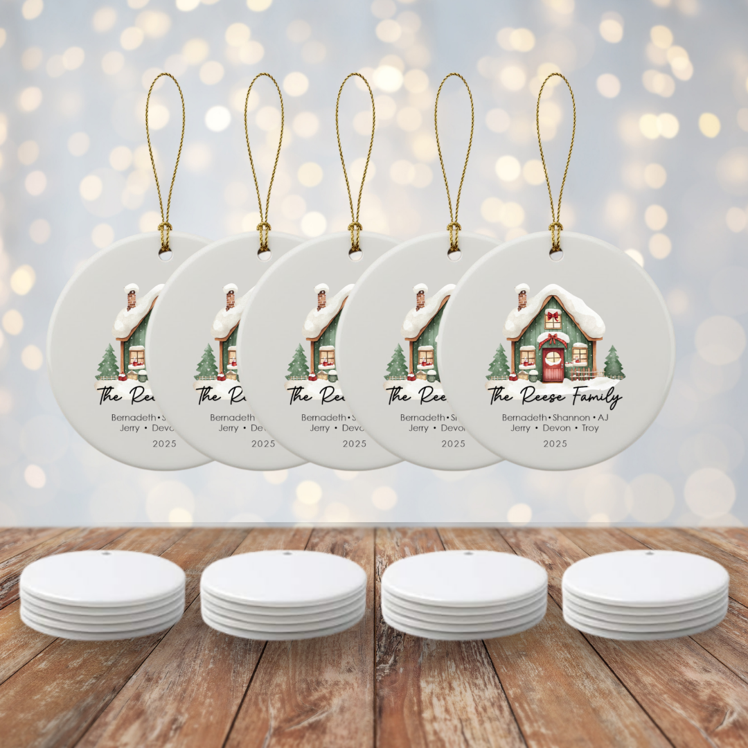 Personalized Family Christmas Ceramic Ornament