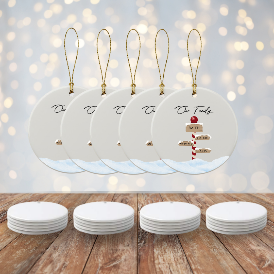 Personalized North Pole Family Ceramic Ornament