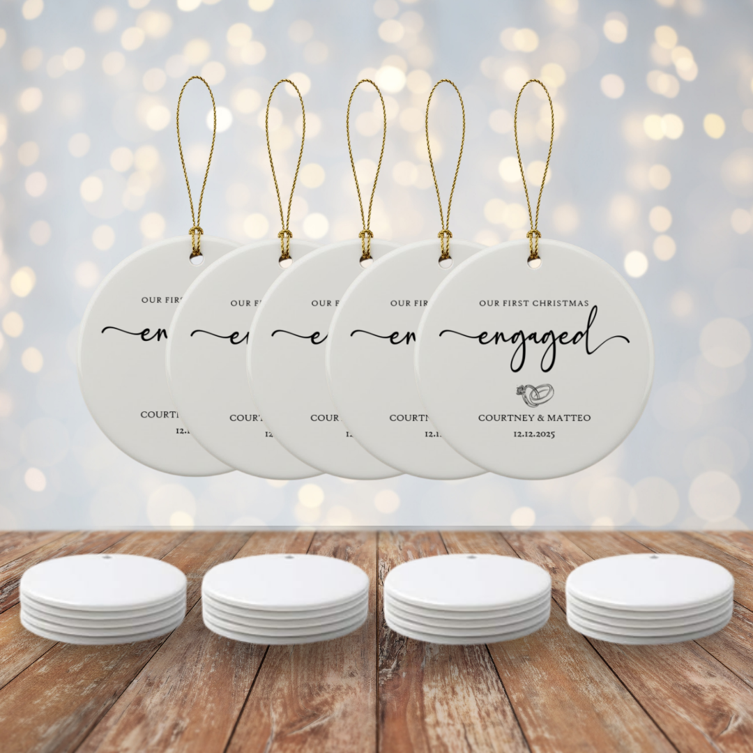 Personalized Engagement Ceramic Ornament