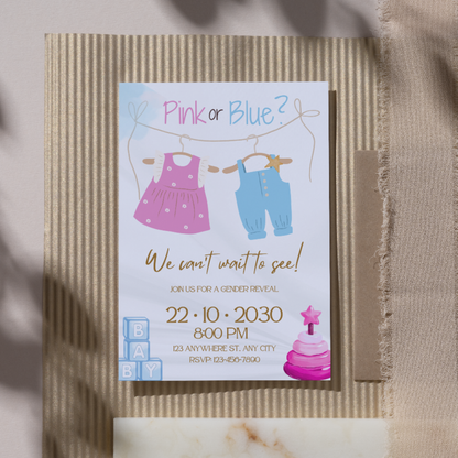 Gender Reveal Party Invitations | Printable Invite