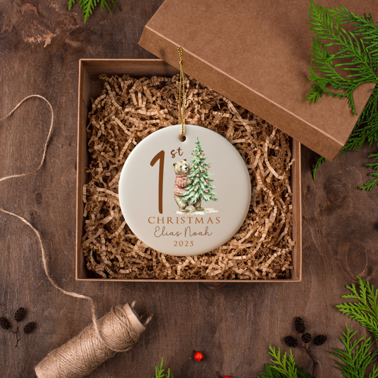 Personalized Baby Christmas Ceramic Ornament