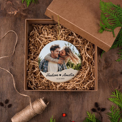 Personalized Couple Photo Ceramic Ornament