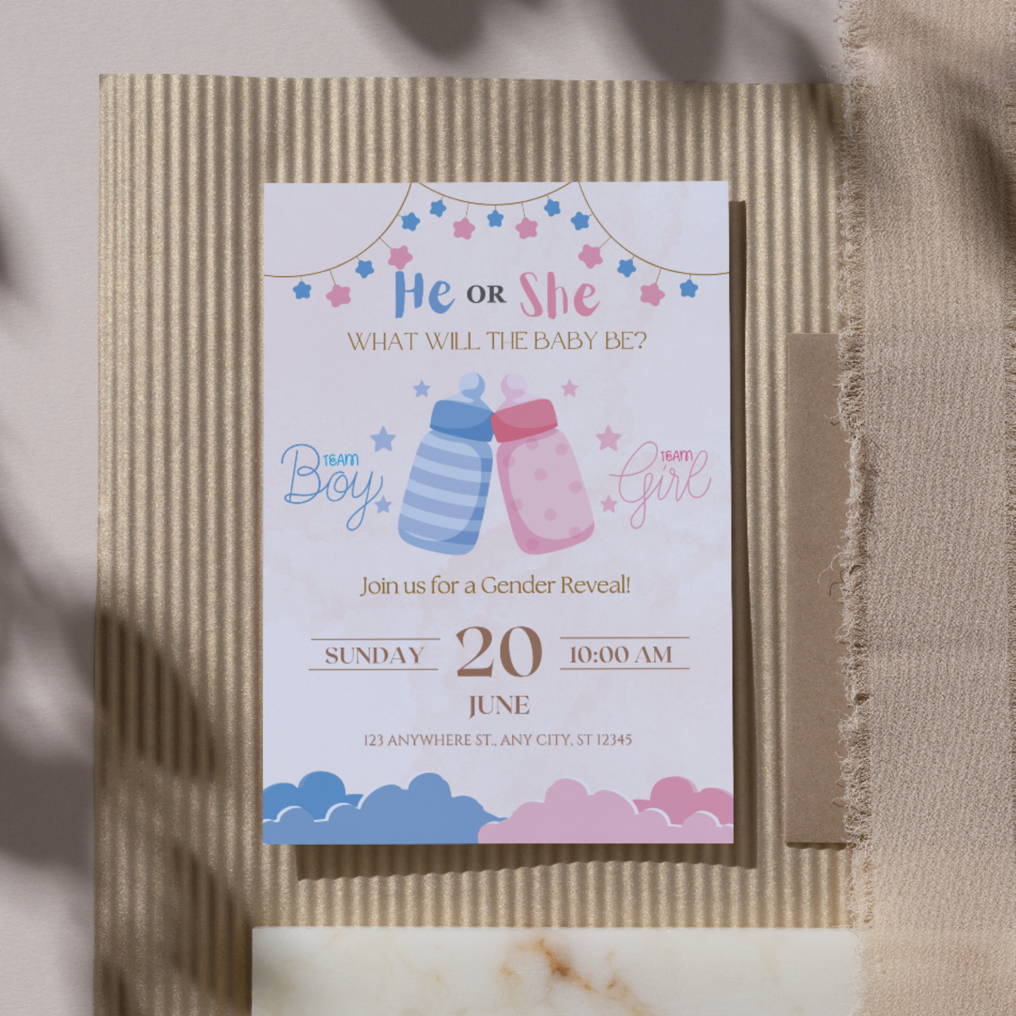 Editable Gender Reveal Invitations | Instant Download