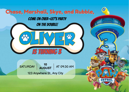 Editable Puppy Rescue Birthday Invite – Personalized Template for Kids Party