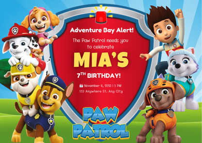 Rescue Team Birthday Invitation – Cute & Customizable Party Invitation