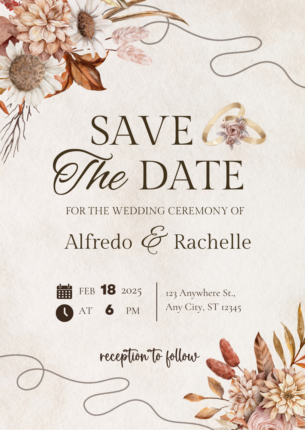 Editable Boho Wedding Invite Bundle – Canva Templates + Video Invitation