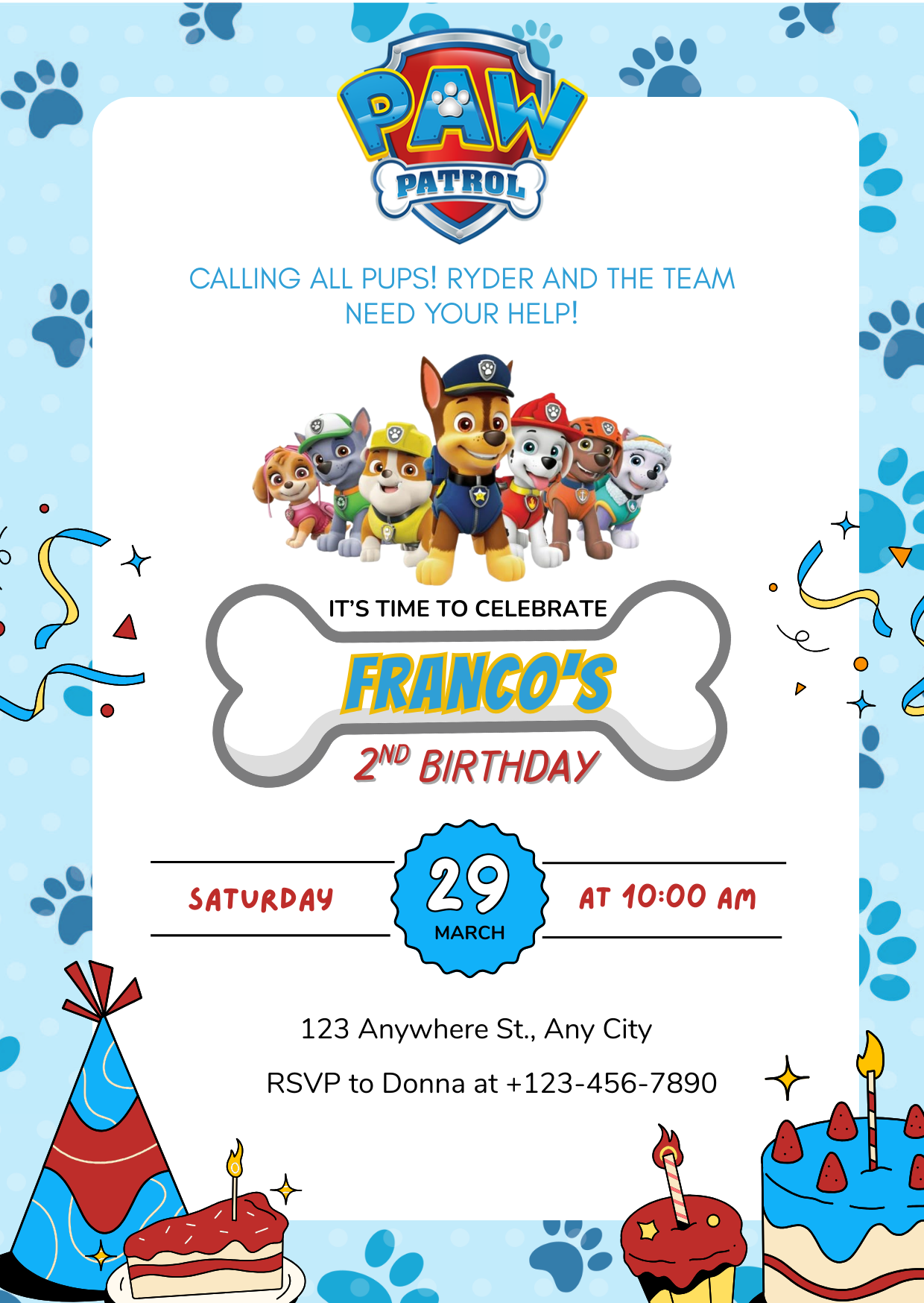 Puppy Rescue Birthday Invitation Template – Editable Design for Kids Party
