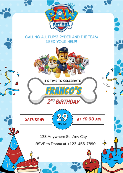 Puppy Rescue Birthday Invitation Template – Editable Design for Kids Party