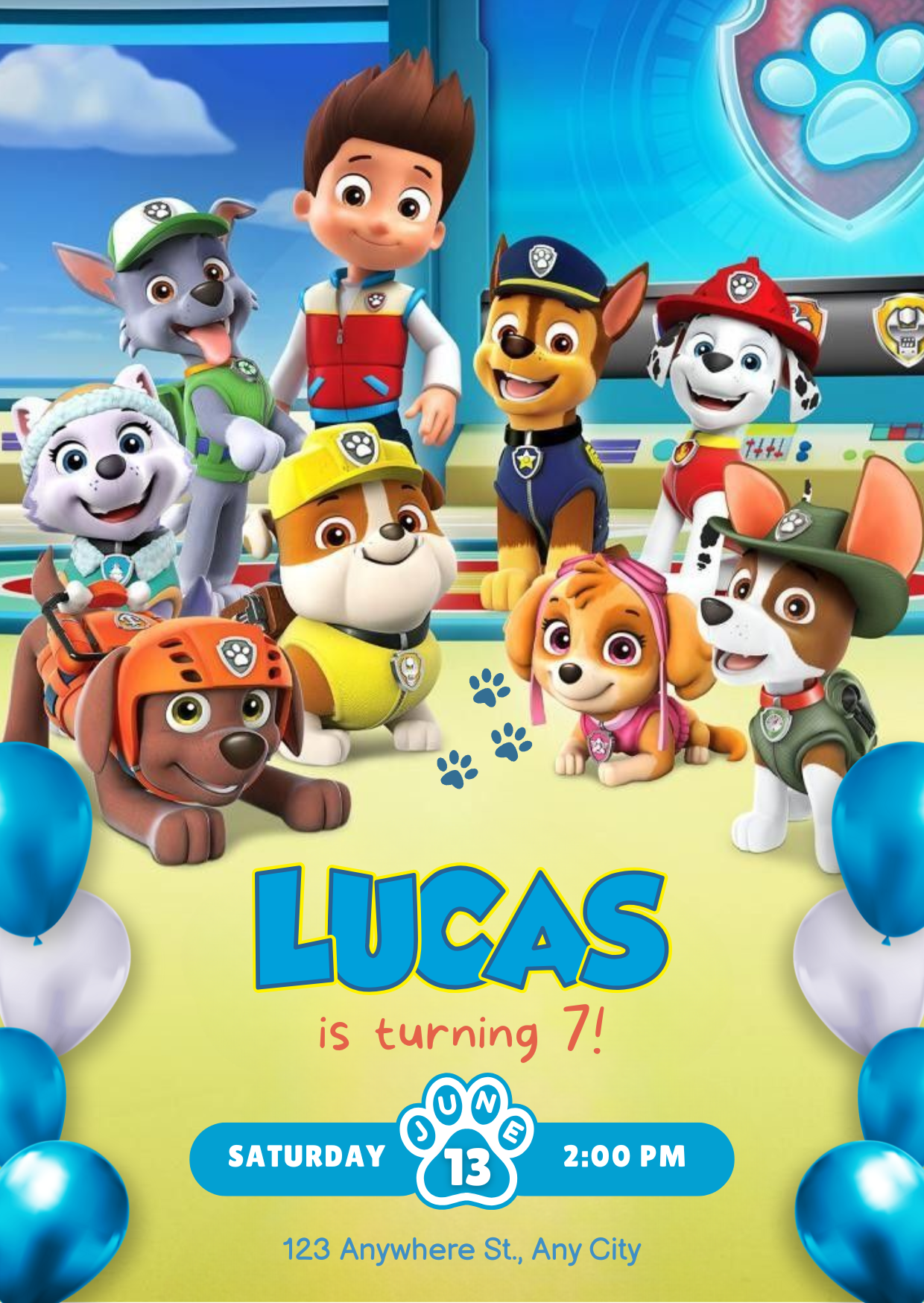 Puppy Patrol Birthday Invitation for Boys & Girls – Customized Template