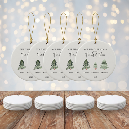 Personalized Family of 3 Ceramic Ornament