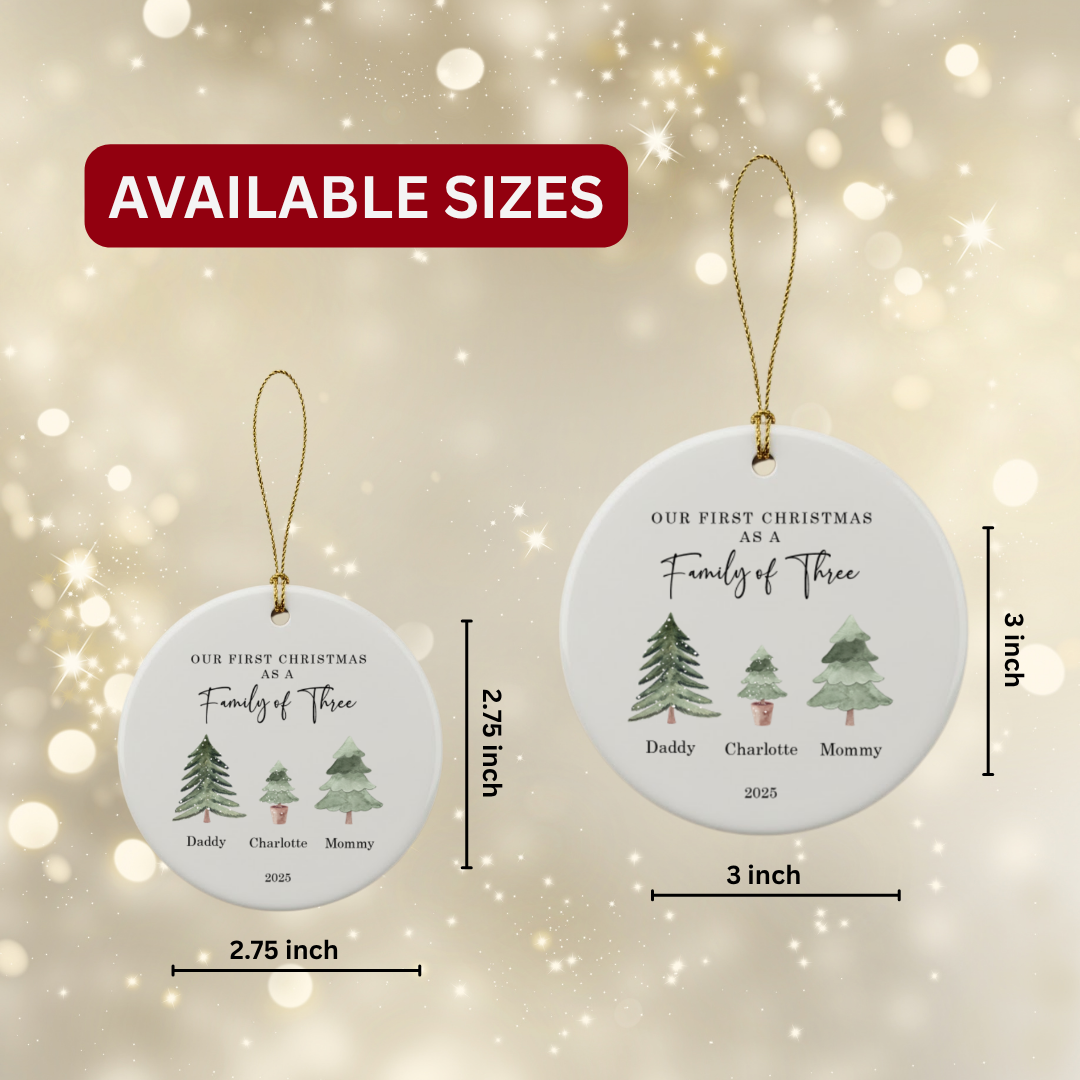 Personalized Family of 3 Ceramic Ornament