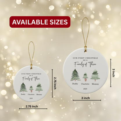Personalized Family of 3 Ceramic Ornament