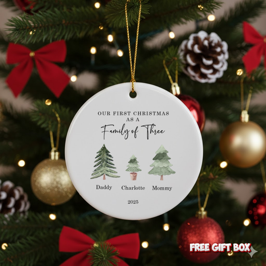Personalized Family of 3 Ceramic Ornament