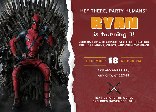 Superhero Birthday Invitation | Red Comic Hero Editable Canva Template