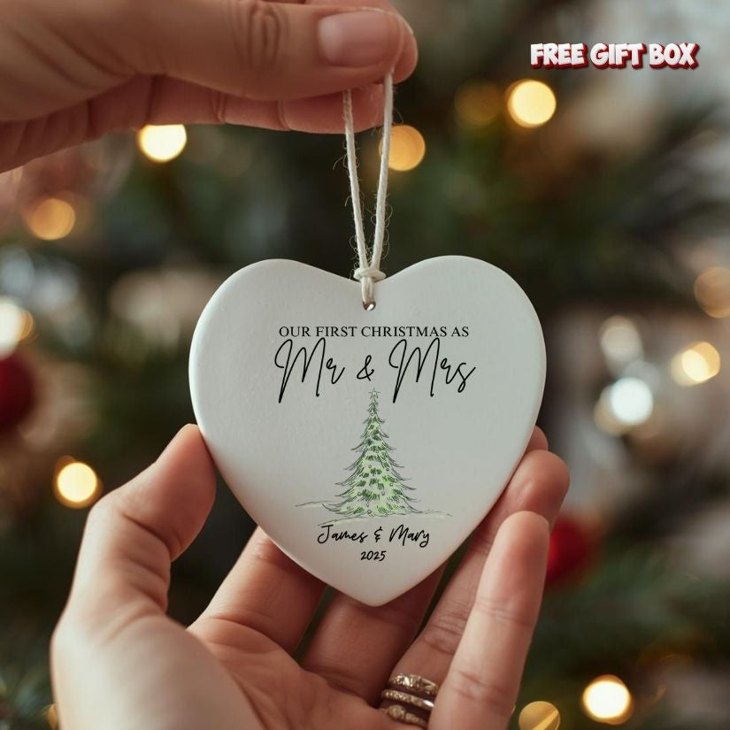 Personalized Mr & Mrs Wedding Ceramic Ornament
