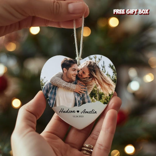 Personalized Couple Photo Ceramic Ornament