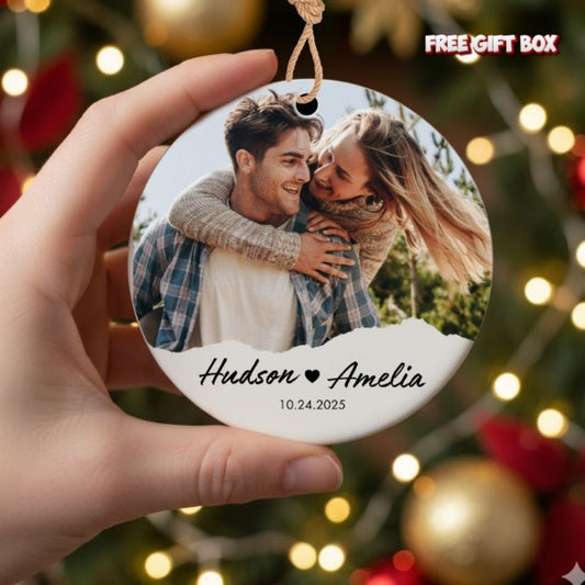 Personalized Couple Photo Ceramic Ornament