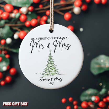 Personalized Mr & Mrs Wedding Ceramic Ornament