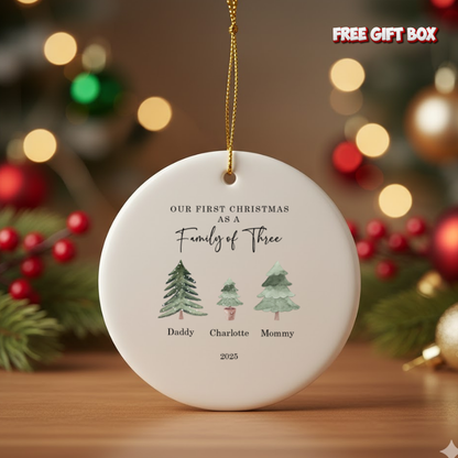 Personalized Family of 3 Ceramic Ornament