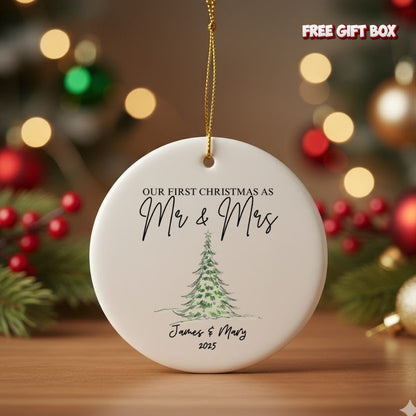 Personalized Mr & Mrs Wedding Ceramic Ornament